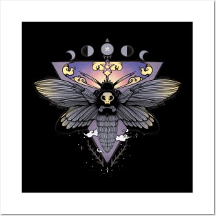 Death Head Moth Gothic Triangle Moon Phase Art Posters and Art